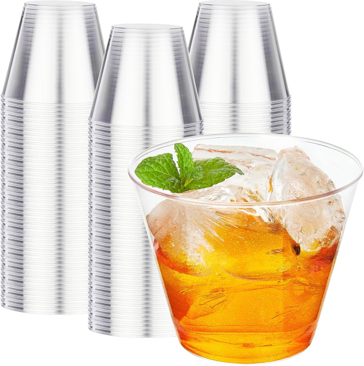 RACETOP Pack de 200 Vasos de Plastico Transparente de 9 oz | Desechables para Fiestas, Copas de Vino y Coctel