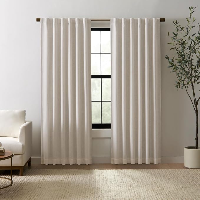 Cortina opaca Eclipse Duke Linen Absolute Zero, 50 x 84 pulgadas, cortina térmica, aislante, cortina opaca para dormitorio o sala de estar,