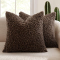 MIULEE Pack of 2 Throw Pillow Covers 22x22 Inch Neutral Chocolate Faux Fur Decorative Sherpa Pillow Covers Fuzzy Accent Soft Sheepskin Fleece Cushion Cases for Boho Home Decor Couch Living Room Bed