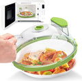 Tapa Antisalpicaduras para Microondas con Vaporizador de Agua – 25 cm, Transparente, Verde
