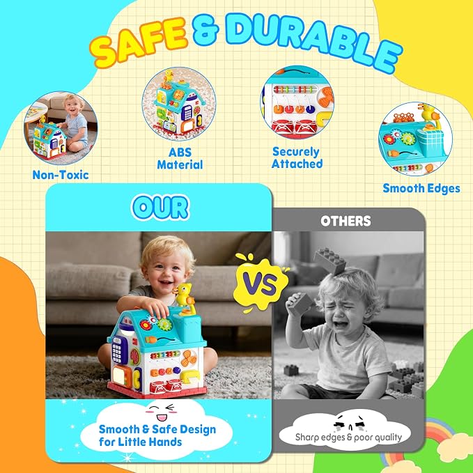 Juguetes para niños pequeños para niñas y niños de 1 año Regalos, juguetes de Navidad y de primer cumpleaños para niños de 0 a 2 años, juguetes de casa musical de aprendizaje de 20 en 1 para bebés.