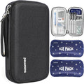 Estuche de viaje refrigerado para insulina Suzamed, kit de medicina de viaje con aislamiento EVA y 2 bolsas de hielo para el cuidado de la diabetes, pluma de insulina y otros suministros para diabéticos (negro)
