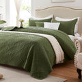 Juego de edredón LEAONME tamaño king de 3 piezas, colcha ligera verde oliva de 98''x106'', edredón/cubrecama de microfibra suave para verano, lujosos juegos de ropa de cama cálidos para todas las estaciones (incluye 1 edredón, 2 fundas de almohada).