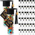 30 Tubos Dulces Graduación 2026 Willinglong 100 ml - Frascos Plástico Transparente Gumball Cap Borla Tarjetas DIY Favores Fiesta (Negro)