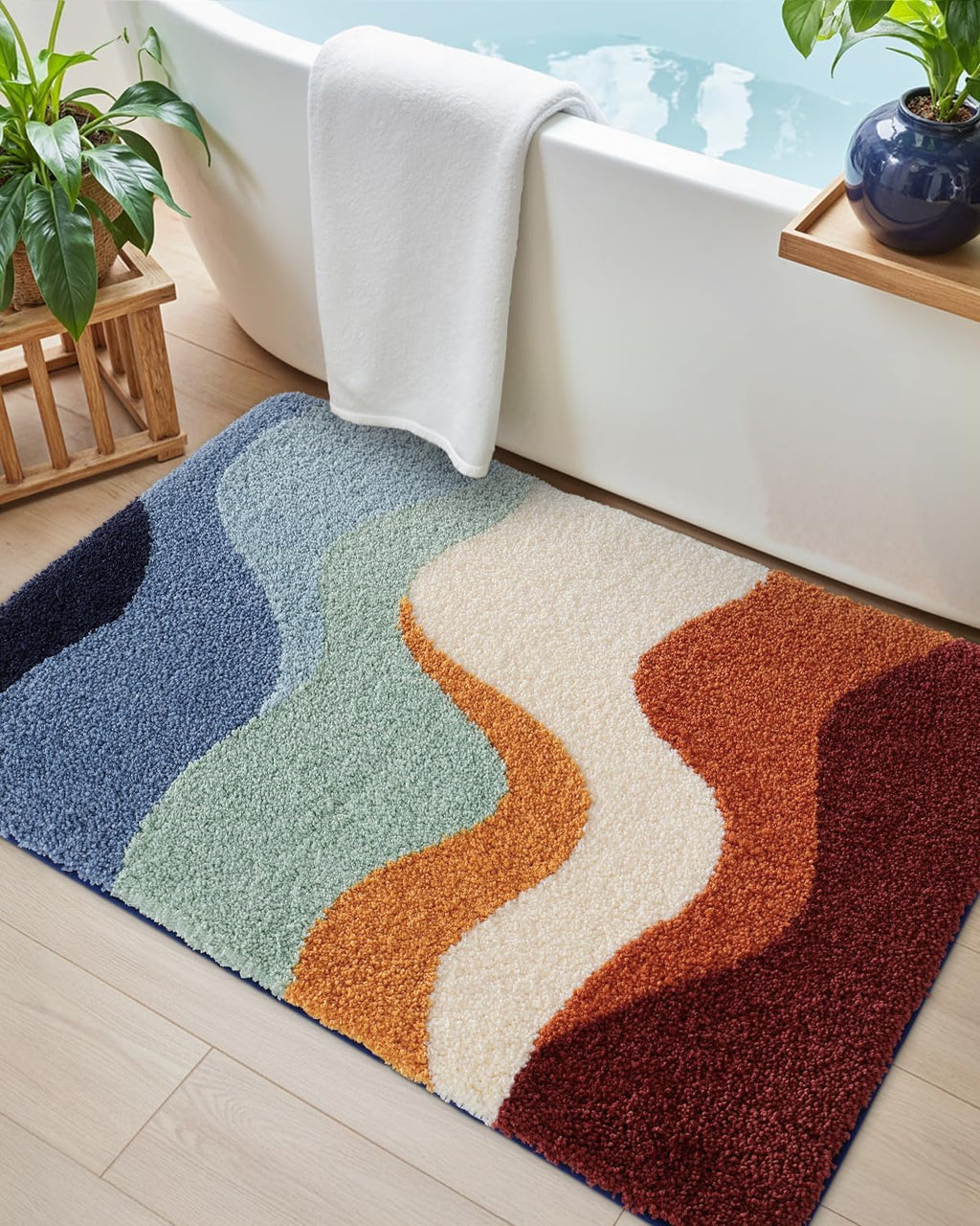 Alfombra de baño lavable DEXI, 20x32, antideslizante, absorbente, de microfibra suave y afelpada, de secado rápido para el suelo de la ducha, colorida.