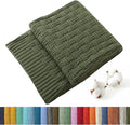TREELY Manta de Punto 100% Algodon | Cobija para Sofa 60 x 80 Pulgadas (Verde Bosque) ( SOLO VIENE LA MANTA COMO SE MUESTRA EN LA SEGUNDA IMAGEN  )