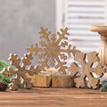 Bucherry 3 Piezas de Decoración de Copo de Nieve de Madera de Invierno Decoración Rústica de Copo de Nieve de Invierno para Mesa Letras de País de las Maravillas Bloques de Madera de Granja Bandejas