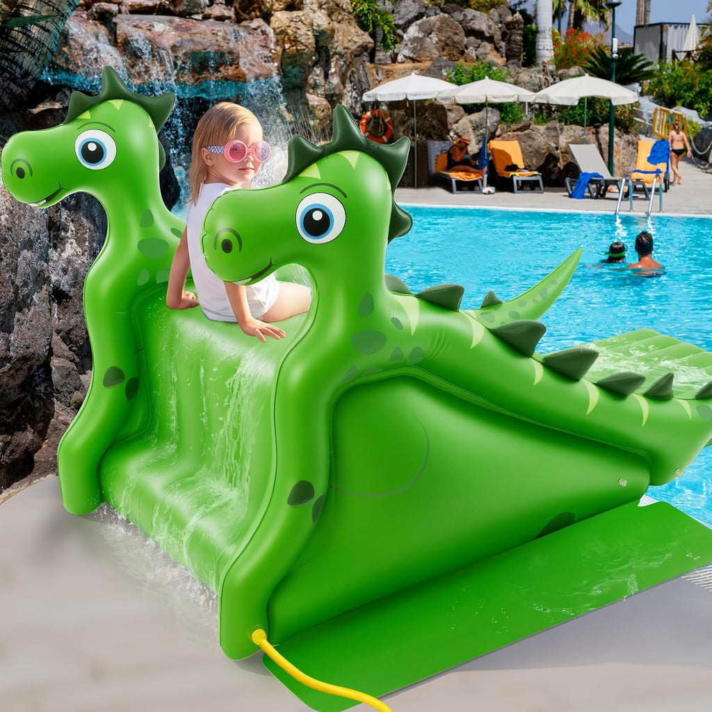 Resbaladero Inflable Gigante de Dinosaurio Azul Seenelling 98" – Piscina y Fiestas de Verano