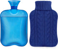 Samply - Bolsa de agua caliente con funda tejida de 2 L, bolsa de agua caliente para compresas frías y calientes, calentador de manos y pies, ideal para calambres menstruales, alivio del dolor