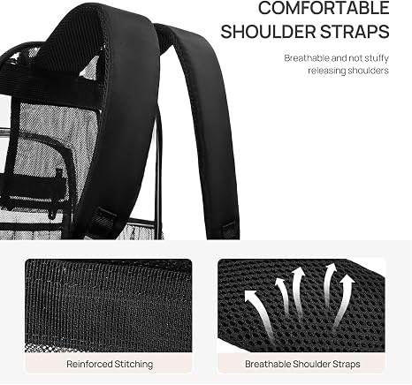 Mochila transparente con múltiples bolsillos, bolsa transparente de TPU resistente con correas reforzadas, bolsa grande transparente para universidad, trabajo, color negro