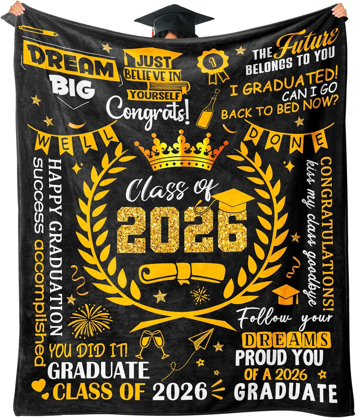 Cobija Regalo de Graduación 2026 para Mujer – Class of 2026, Bachillerato, 60"x50"
