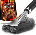 TNTOR Cepillo para Parrilla con Raspador | Mango Ajustable 46 cm | Limpiador BBQ Extra Fuerte para Asador de Gas o Carbon