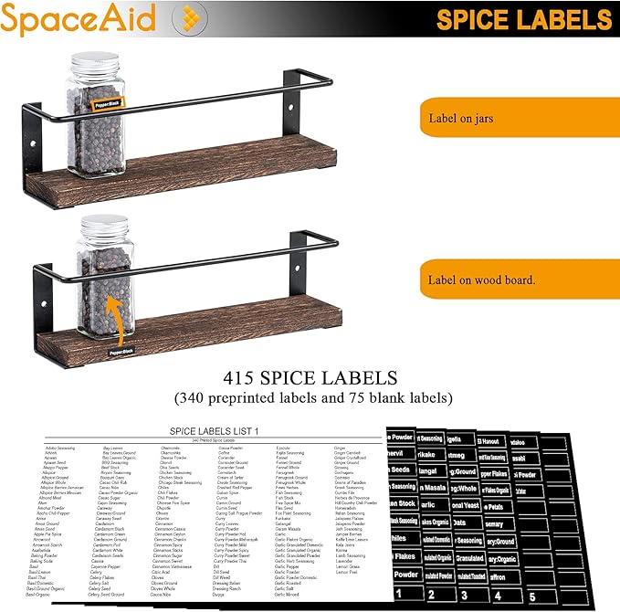 Organizador de especias SpaceAid para puerta de armario o montaje en pared (paquete de 4)