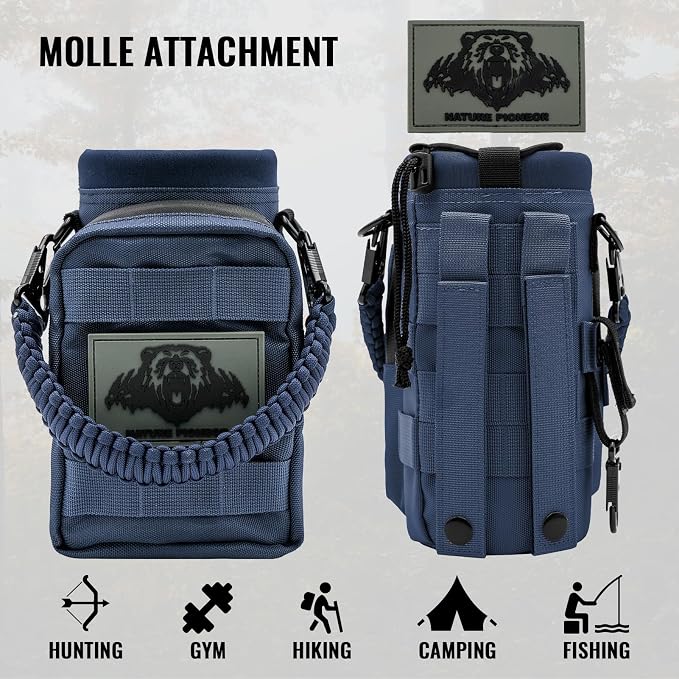 Funda Táctica para Botella de Agua NATURE PIONEOR 946/1896/3785 ml – Portador Molle con Correa de Hombro Ajustable