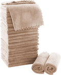 Juego de toallas de mano MOONQUEEN Ultra Suaves y Premium - 30 x 30 cm - Paquete de 24 - Secado rápido - Toallas de baño de terciopelo coral altamente absorbentes - Úselas como toalla de baño, spa, facial o para las puntas de los dedos (Marrón)