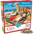 USADO Buffalo Games - Steve Read - Beachcombers | Rompecabezas de 750 Piezas para Adultos | Escena de Gatos en la Playa con Poster