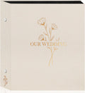 Álbum de fotos de boda Lanpn de 4 x 6 pulgadas, 600 fotos de bolsillo, funda de lino, gran capacidad, para recién casados, con capacidad para 600 fotos horizontales y verticales (flor, beige) 