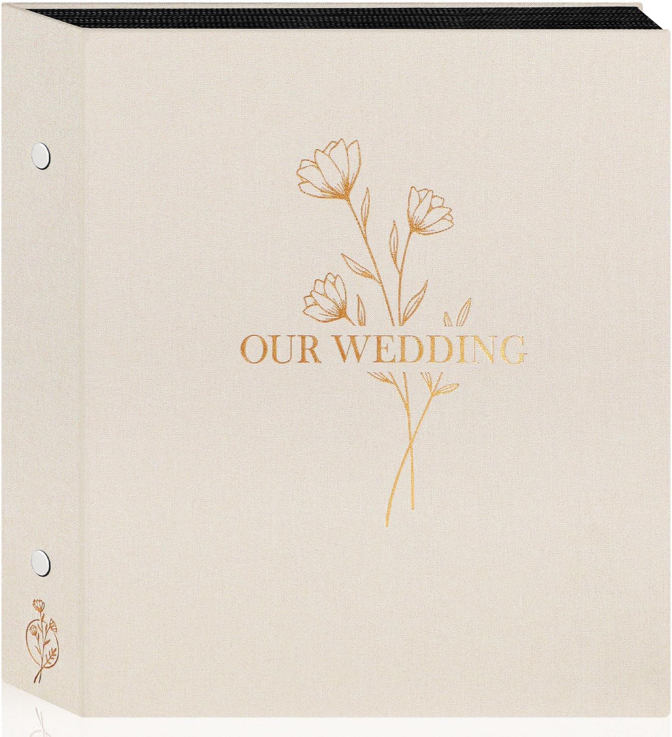 Álbum de fotos de boda Lanpn de 4 x 6 pulgadas, 600 fotos de bolsillo, funda de lino, gran capacidad, para recién casados, con capacidad para 600 fotos horizontales y verticales (flor, beige) 