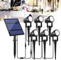 Foco solar navideño para jardín T-SUNUS, 6 en 1, blanco, para exteriores, IP65, resistente al agua, panel separado, 6000 K, para árboles, patios, entradas, porches, pasarelas y Halloween. 
