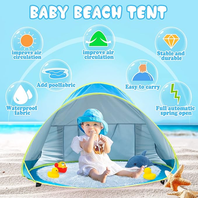 Monobeach Carpa de Playa Emergente Portátil para Bebé – Sombra con Protección UV, Refugio Solar Ligero para Exteriores