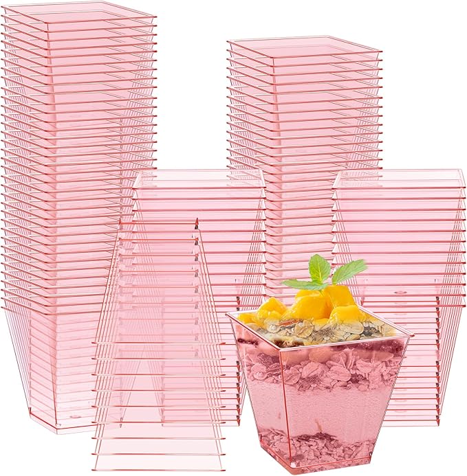 Mifoci 50 tazas de plástico de 8 onzas para aperitivos de postre de plástico transparente para ensalada de pasteles, recipientes para fiestas, yogur, frutas, helado, aperitivos para fiestas, yogur, frutas, helados, servir aperitivos