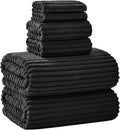 Juego de 6 toallas de baño extragrandes NALIVO (101,6 x 203,3 cm), toallas de baño extragrandes, supersuaves, de microfibra altamente absorbente, de secado rápido, de lujo para ducha, baño, spa, gimnasio, hotel y yoga (negro, 6 piezas).