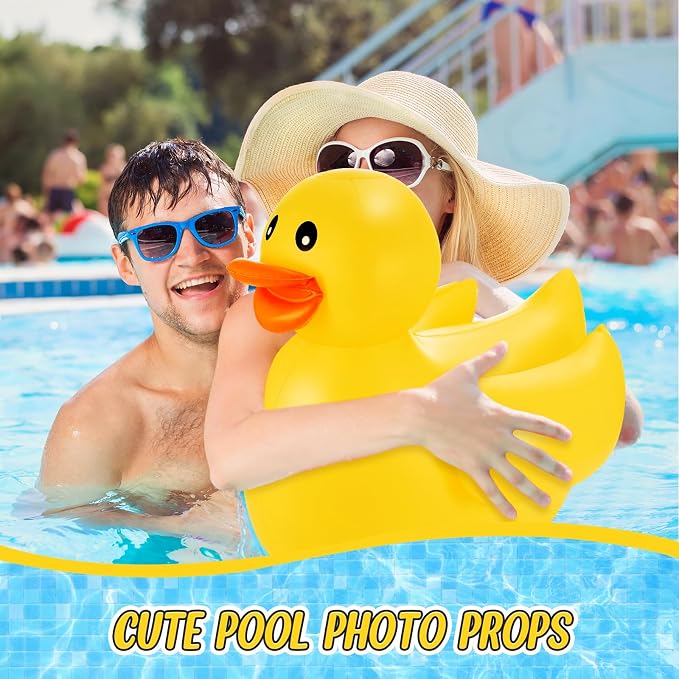 Hungdao Paquete de 8 patos inflables grandes de 16 pulgadas para piscina, patos inflables de goma para decoración de verano, playa, natación, fiesta
