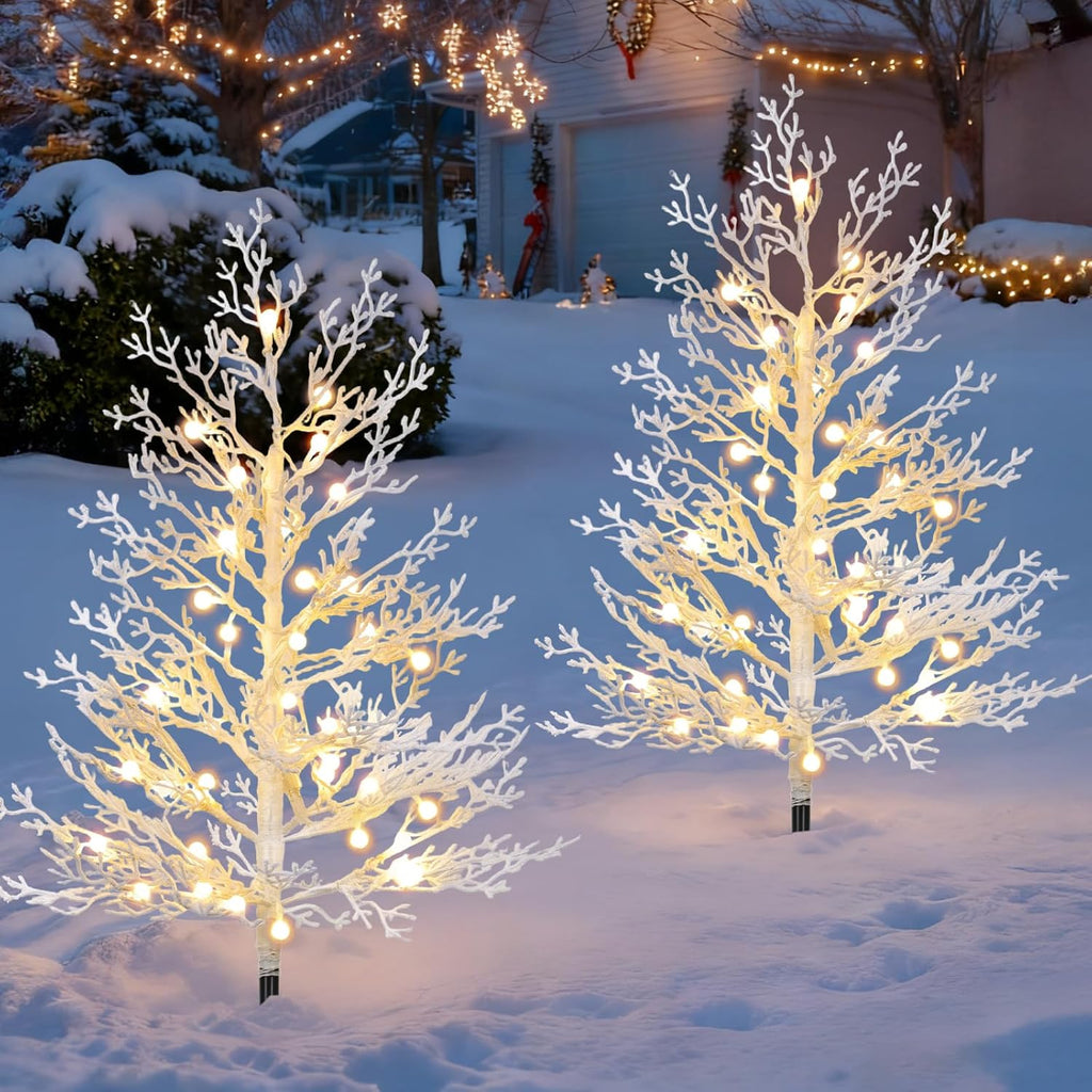 Brightever 3FT White Christmas Tree, Pre-Lit Small Artificial Christmas Trees with 40 RGBW LED Lights, 8 Lighting Modes & Timer, Battery Powered Outdoor Xmas Tree Decor for Porch, Entryway, Yard