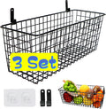Joben Oligey Set de 3 Canastas Colgantes de Pared Extra Grandes | Canasta de Alambre para Despensa, Cocina y Almacenamiento Estilo Granja | Negro