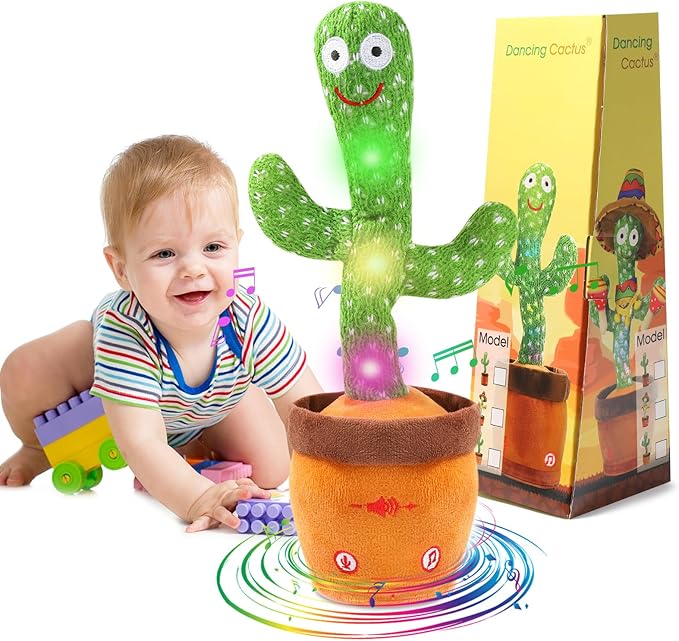 Cactus bailarín con volumen ajustable, juguete de cactus que habla, emite luces brillantes y coloridas, repite lo que dices, canta 120 canciones,juguetes electrónicos de felpa suave, divertidos y creativos juguete para bebés y niños