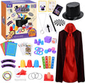 Kit de magia para niños, juego de magia: juego de trucos de magia para niños de 6, 8, 10 y 12 años, con disfraz de mago, varita mágica para juegos de simulación, juguete mágico fácil de seguir, regalo para niñas y niños principiantes. 