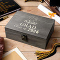 Caja de recuerdos de graduación Seeloowy con foto personalizada 2026, caja grande para tarjeta de graduación con foto personalizada, regalo para él o ella para fiesta de graduación de secundaria (Negro, Clásico)