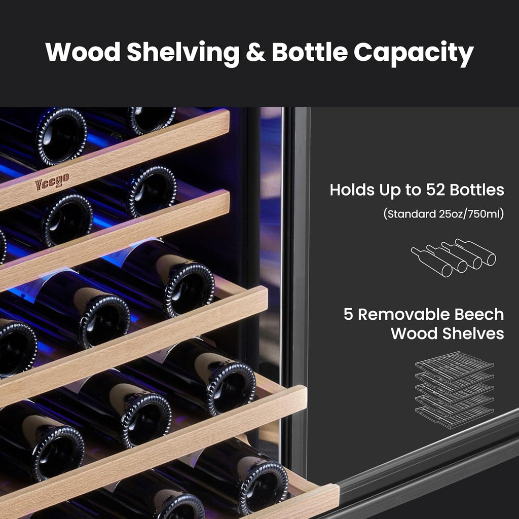 Nevera para vinos Yeego - Nevera para vinos de 24 pulgadas con capacidad para 47 botellas