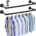 OROPY - Juego de 2 percheros industriales de pared para ropa, de hierro resistente, de 97 cm, multiusos, para lavandería y armario 