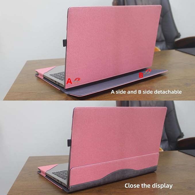 Funda de Cuero PU para Dell 16 Plus DB16250 / DB16255 y 16 Plus 2-en-1 DB06250 – Protección Integral con Cárcasa Desmontable, Color Rosa