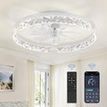 ARTICULO VIENE COMO SE MUESTRA EN LA SEGUNDA IMAGEN  ) Abanico de Techo LEDIARY 20 pulgadas | Bajo Perfil con Luz y Remoto | Fandelier Flush Mount | 3000K-6000K | Blanco