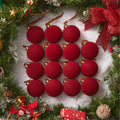 Brightown 15 bolas de terciopelo rojo para Navidad y San Valentín, adornos de terciopelo de 8 cm para árbol de Navidad, bolas de adornos flocados para árbol de Navidad para decoración colgante de fiestas familiares, bodas y Navidad