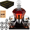 Juego de decantadores de whisky Diamond para hombre con ChillBall y bandeja, dispensador de licor, decantador de bourbon, regalo para hombre. 