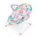 Hamaca para bebé Bright Starts con vibraciones relajantes, barra de juguetes extraíble, patas antideslizantes, de 0 a 6 meses y hasta 9 kg (Flamingo Vibes, rosa).