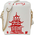 Bolso bandolera con estampado de torre, bolso de mano de PU con forma de caja de comida china para llevar para mujer.