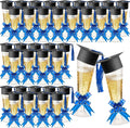 Dunzoom Paquete de 72 unidades 2026 Copa de champán de plástico para dulces de graduación, recuerdos de fiesta de graduación para invitados, caja de cóctel desechable de 5 oz y mini gorro de graduación con lazo de borla (azul)