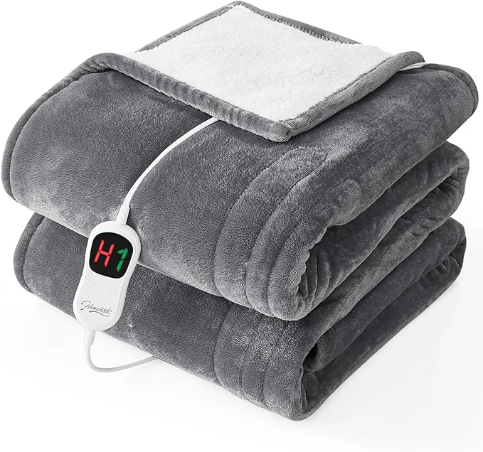 Homemate Manta Eléctrica Térmica Individual - 62"x84" Mantas Térmicas para Cama con 10 Niveles de Calentamiento, 8 Horas de Apagado Automático, Calentamiento Rápido