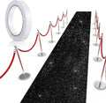 Tapete Alfombra de Pasillo Tatuo 2.46x16.4 pies | Alfombra Tipo Pasarela 55 GSM con Cinta Adhesiva | para Boda, Graduacion y Eventos | Negro con Brillo