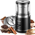 Molinillo de café eléctrico SHARDOR One Touch, para especias y hierbas, para granos de café, especias y semillas, con recipiente extraíble de acero inoxidable, molinillo seco, color negro 