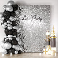 COKAOBE - Fondo de pared plateado brillante, 24 paneles cuadrados con lentejuelas brillantes, ideal para fotos de cumpleaños, aniversarios, bodas, graduaciones y despedidas de soltera. 