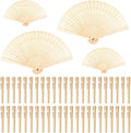 FEPITO 50 Abanicos de Papel de Mano con Mango de Madera | Plegables con Bambu para Bodas, Fiestas y Regalos