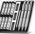 Kit Lápices Mecánicos de Metal 0.5mm | 3 Lápices + 6 Tubos (144 pzas) + 3 Borradores | Artistas