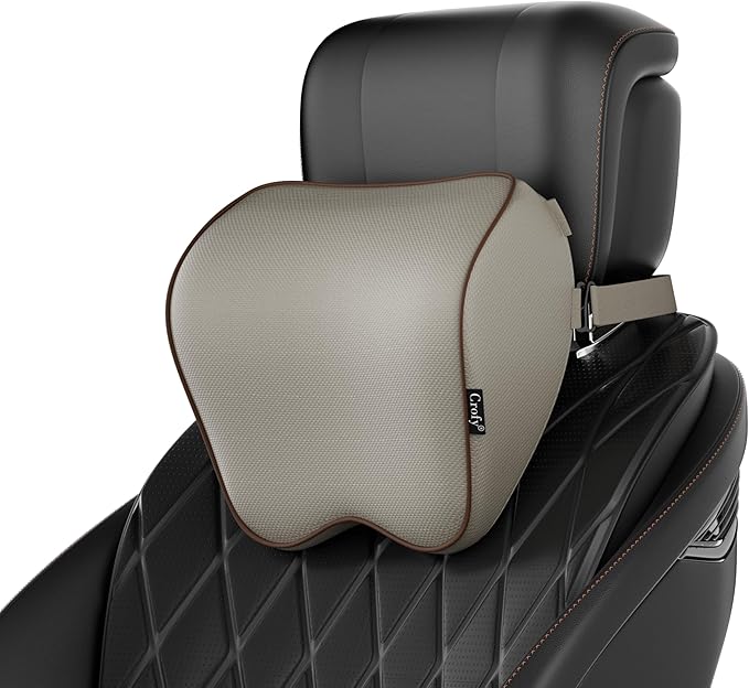 Crofy Paquete de 2 Almohadas para el Cuello del Automóvil, Almohada Softness para Reposacabezas del Automóvil para Conducir con Correa Ajustable, 100% Espuma con Memoria y Funda Extraíble Transpirable