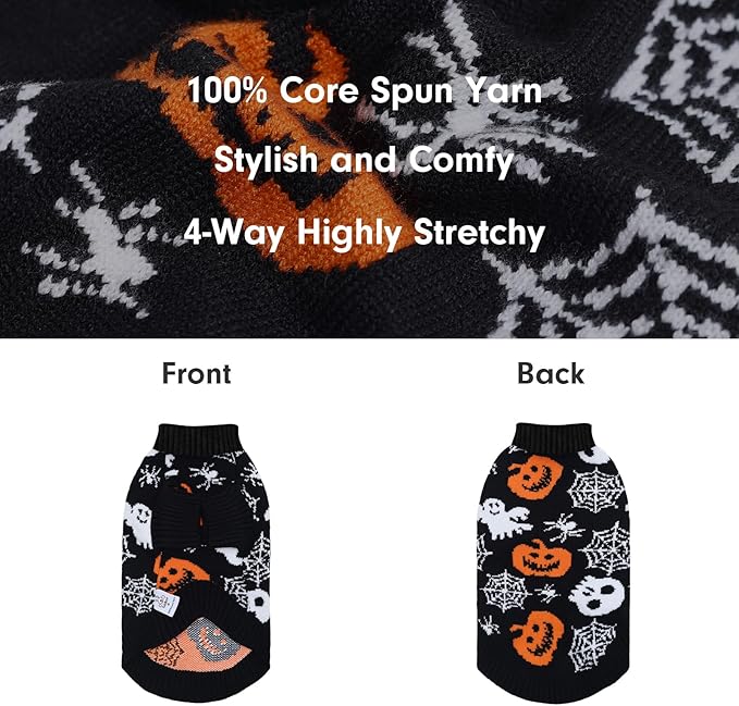 Suéter para perro CuteBone Skull, suéter negro para perro con orificio para correa, ropa para cachorros de tamaño mediano, sudaderas cómodas para cachorros Chihuahua Yorkie Teacup DS100S