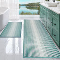 Juego de alfombras y tapetes de baño BSICPRO, juego de 2 alfombras de baño de chenilla gruesa y absorbente antideslizantes, alfombras suaves y mullidas para el baño, lavables a máquina (verde agua, 61 x 178 cm más 51 x 81 cm).